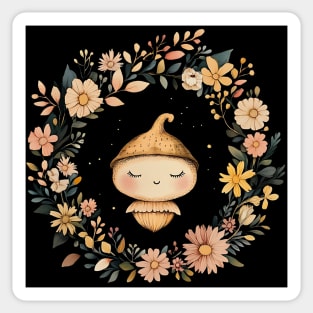 Charming Acorn Illustration – Whimsical Nature-Inspired Art Sticker